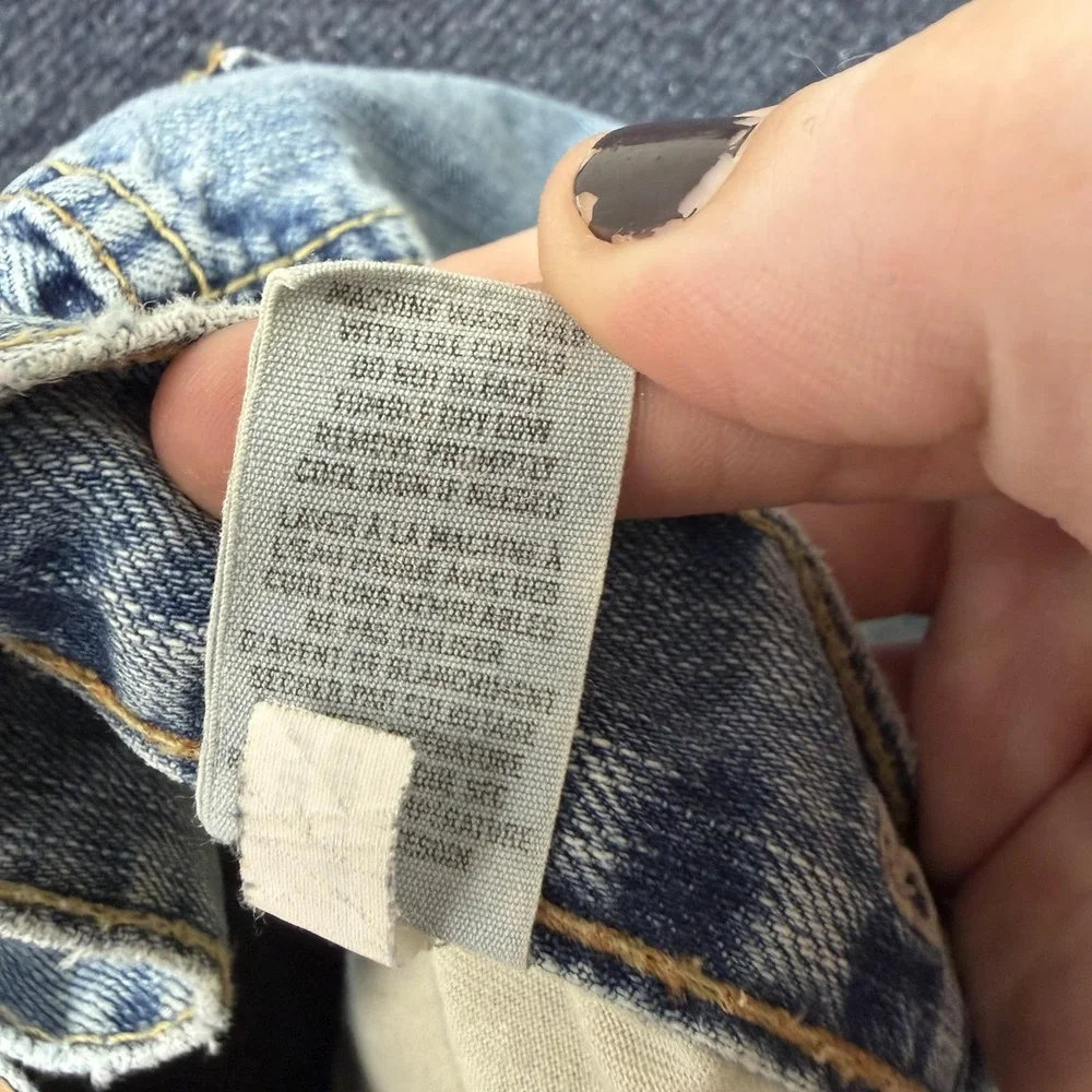 Y2K American Eagle Jeans Mens 33x30 Light Wash Denim Relaxed Straight Distressed